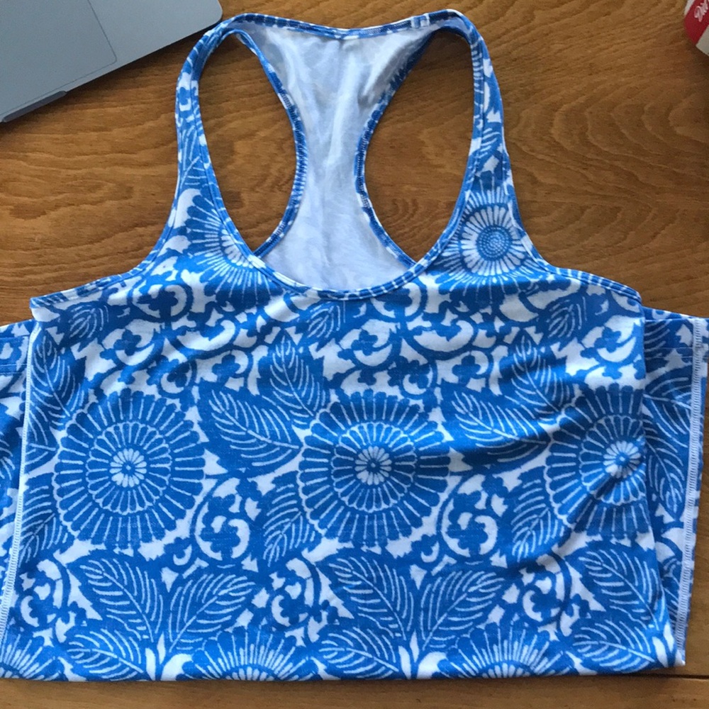 Lululemon Size 12 Blue and White Racerback Tank